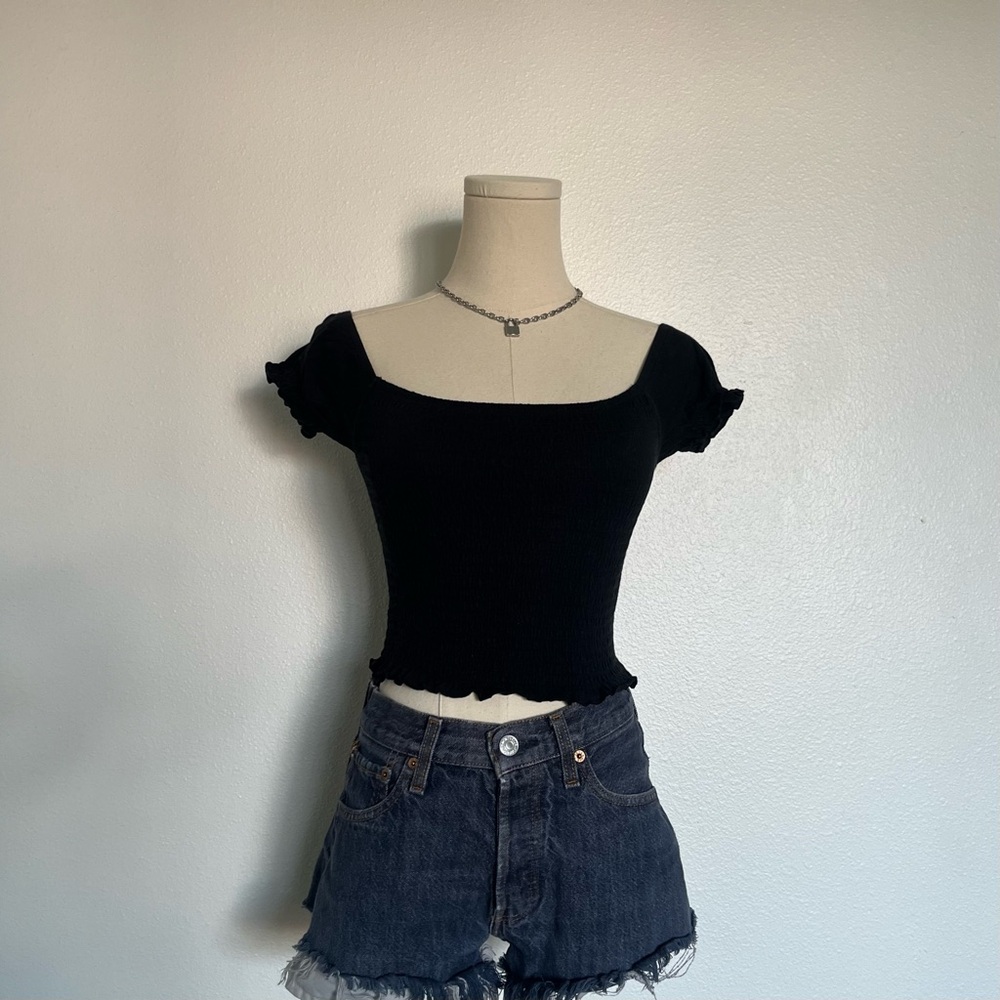 Black PacSun Me to We square neck crop top
